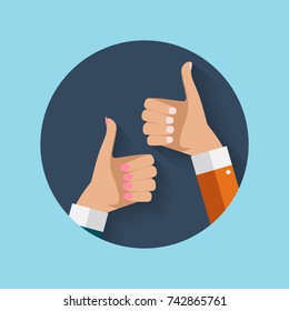 Flat Design Thumbs Up Icon Background . Vector Illustration EPS10