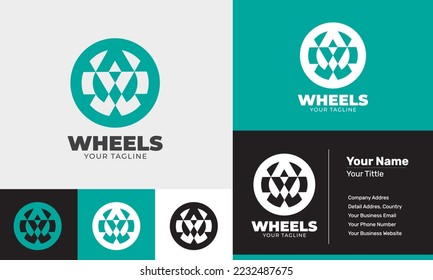 Flat design tire wheel modern logo template