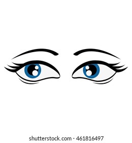 flat design tired femenine cartoon eyes icon vector illustration