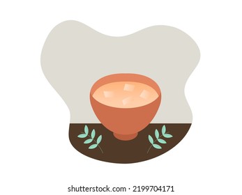 flat design tofu soup food