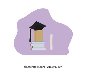 flat design of toga and stack of books