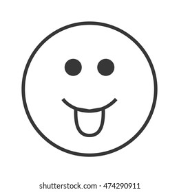 flat design tongue out emoticon icon vector illustration