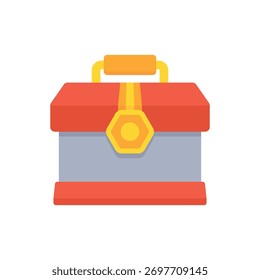 Abbildung der flachen Design-Toolbox: Rote und graue Box mit gelbem H