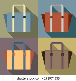 Flat Design Tote Bags Vector Illustration