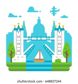 Flat design Tower Bridge London illustration vector