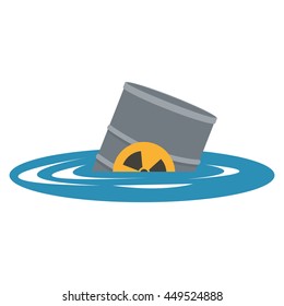 Flat Design Toxic Waste Contamination On Water Icon Vector Illustration