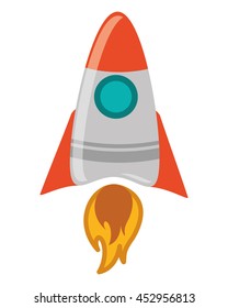 flat design toy rocket icon vector illustration