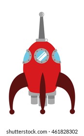 flat design toy rocket icon vector illustration