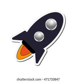 flat design toy rocket icon vector illustration