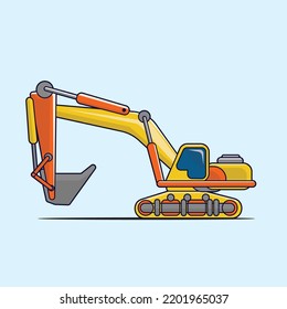 Flat design Tractor, excavator collection vehicle cartoon. building transportation isolated