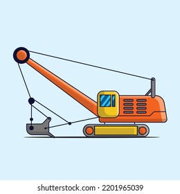 Flat design Tractor, excavator collection vehicle cartoon. building transportation isolated