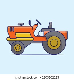 Flat design Tractor, excavator collection vehicle cartoon. building transportation isolated