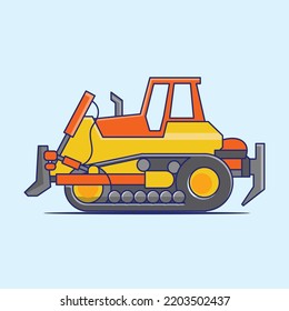 Flat design Tractor, excavator collection vehicle cartoon. building transportation isolated