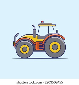 Flat design Tractor, excavator collection vehicle cartoon. building transportation isolated