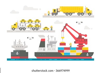 Flat design trading port activation illustration vector