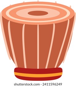 Flat design traditional wooden djembe drum. African percussion instrument vector illustration.