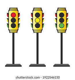 Flat Design Of Traffic Light, The Light Is Used To Regulate The Smooth Traffic At A Crossroads.