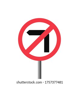 diseño plano de la señal de tráfico sin giro a la izquierda