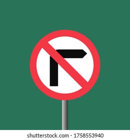 flat design of traffic sign no right turn