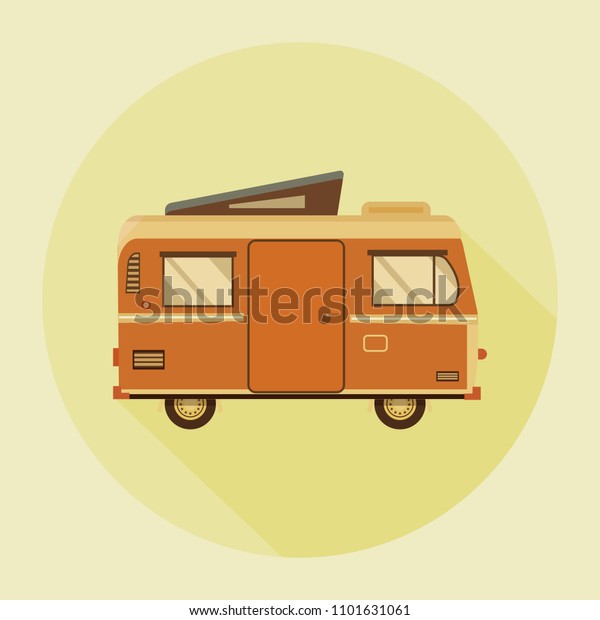 Flat design. Trailering, Camping, outdoor\
recreation, adventures in nature, vacation. Modern flat design.\
Road trip. SUV and\
trailer.