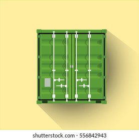 Flat design transport container from a side and front, editable illustration, stock vector