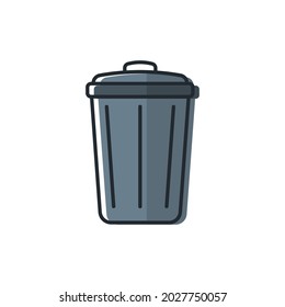Flat design trash can icon. isolated on a white background.