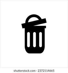 flat design trash can icon on white background