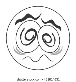 flat design traumatized face emoticon icon vector illustration