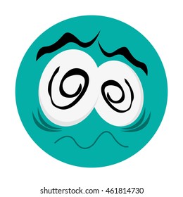 flat design traumatized face emoticon icon vector illustration