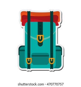 flat design travel backpack icon vector illustration