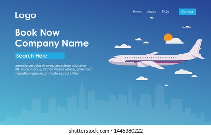 Flat design Travel banner with sky. book now easy to use Modern flat design.Vector illustration. EPS 10. - Vector