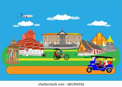 Flat design, Travel Chiangmai Thailand.