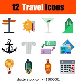 Flat design travel icon set in ui colors. Vector illustration.