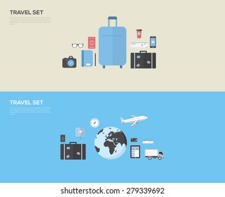 Flat design travel icons vector illustration