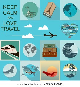 Flat design travel illustration vector set