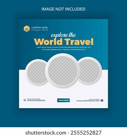Flat design travel instagram post banner or social media post template