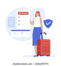 Flat design of travel insurance concept. Illustration for websites, landing pages, mobile applications, posters and banners. Trendy flat vector illustration