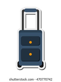 flat design travel suitcase with wheels icon vector illustration