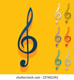 Flat design: treble clef