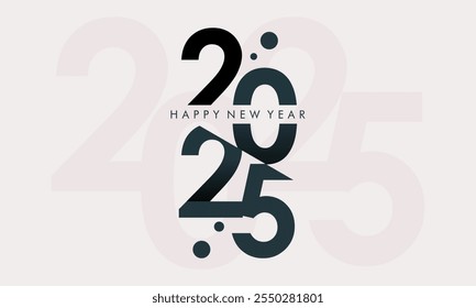 Flat Design Trendy Concept of Happy New Year 2025. New Year Celebration Design Template for Cover, Banner, Background, and Wallpaper