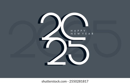 Flat Design Trendy Concept of Happy New Year 2025. New Year Celebration Design Template for Cover, Banner, Background, and Wallpaper