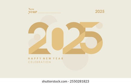 Design Plano Trendy Conceito de Feliz Ano Novo 2025. Modelo de design de celebração de ano novo para capa, banner, fundo e papel de parede