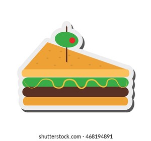 flat design triangle sandwich with olive icon vector illustration