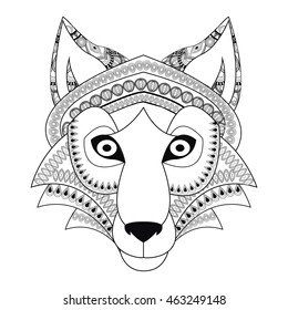 flat design tribal wolf icon vector illustration