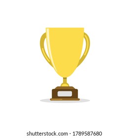 Flat Design - Trophy achievement front view. Trophy isolated in white