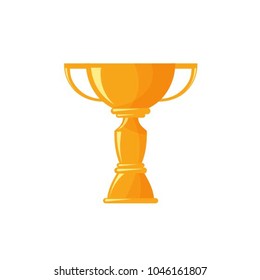 Flat design of trophy cup. Award icon isolated on white background. Golden vinner’s cup. Champion concept. A feather in one's cap. Vector illustration.