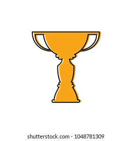 Flat design of trophy cup. Award icon isolated on white background. Golden vinner’s cup. Champion concept. A feather in one's cap. Vector illustration