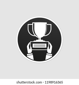 Flat design of trophy cup. Award icon isolated on white background. Champion concept. Vector illustration.