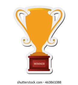 flat design trophy cup icon vector illustration