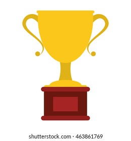 flat design trophy cup icon vector illustration